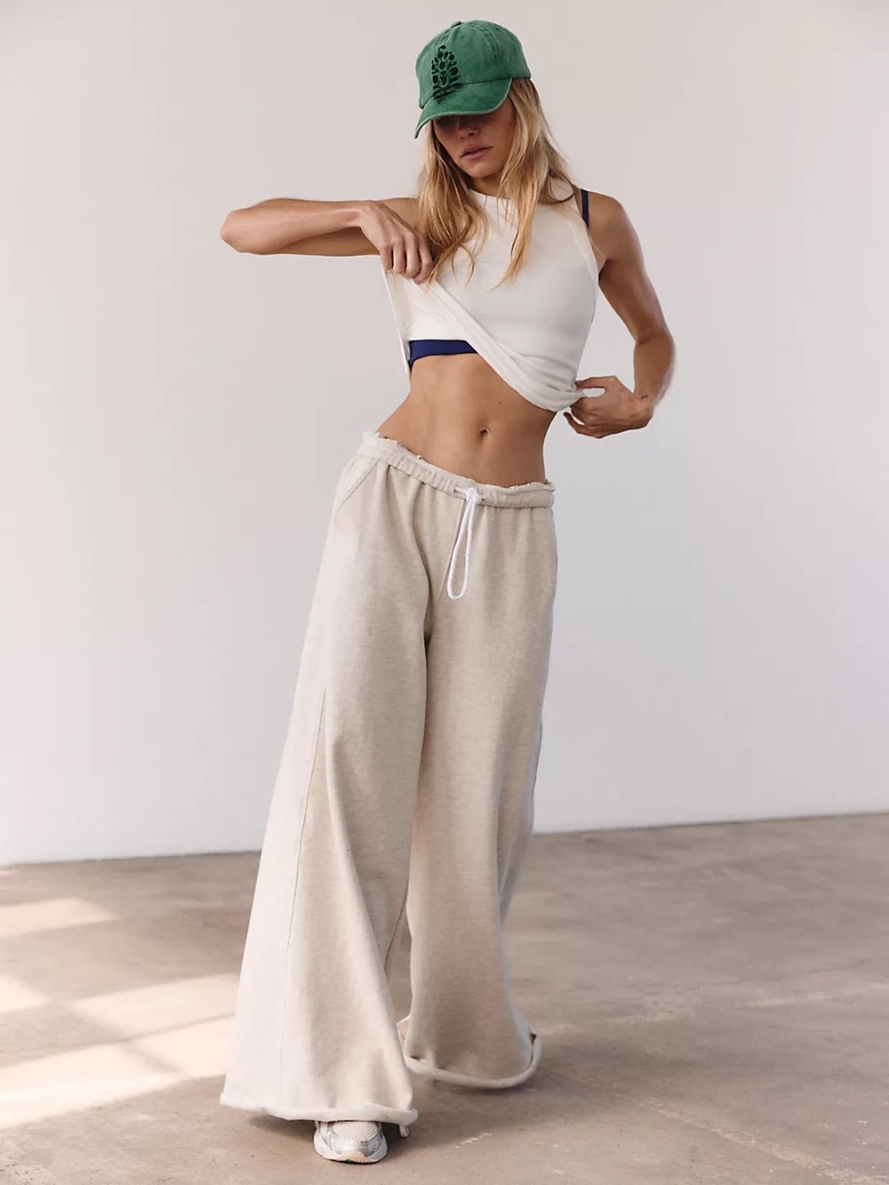 NWT FREE PEOPLE MOVEMENT For The Win Wide-Leg Pants | Oatmeal Heather MSRP $98 L